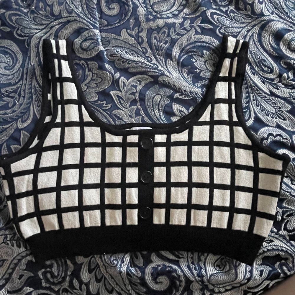 West of Melrose Soften Up‎ Knit Tank women's crop top cream black Large